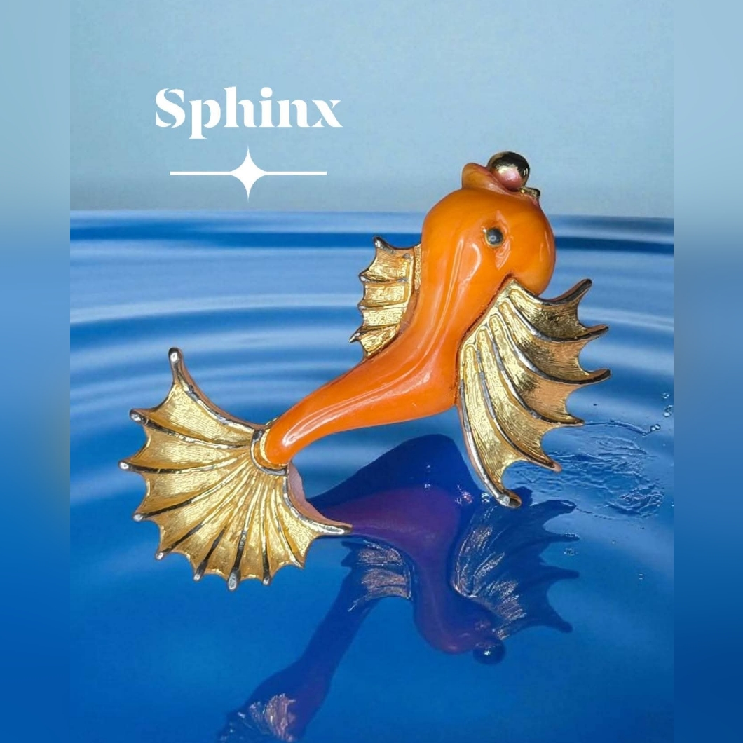 Vintage Sphinx Flying Fish Brooch